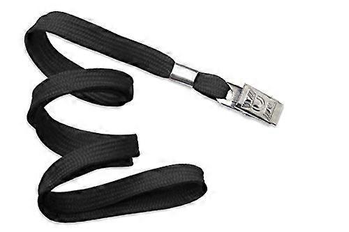 Black Lanyard, flat braid, nonbreakaway, bulldog clip, 3/8' wide (100pk)
