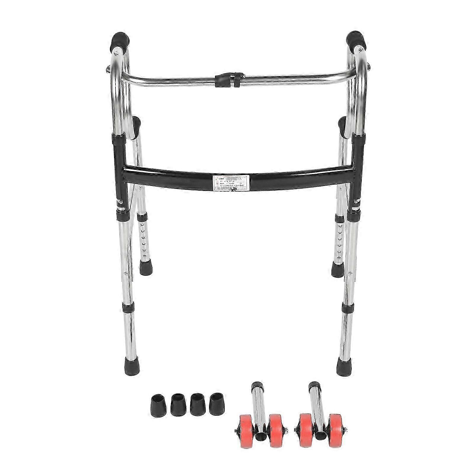Walker With 2 Front Wheels 6 Adjustable Height Stainless Steel Large Foot Pads Lightweight Walker For Elderly