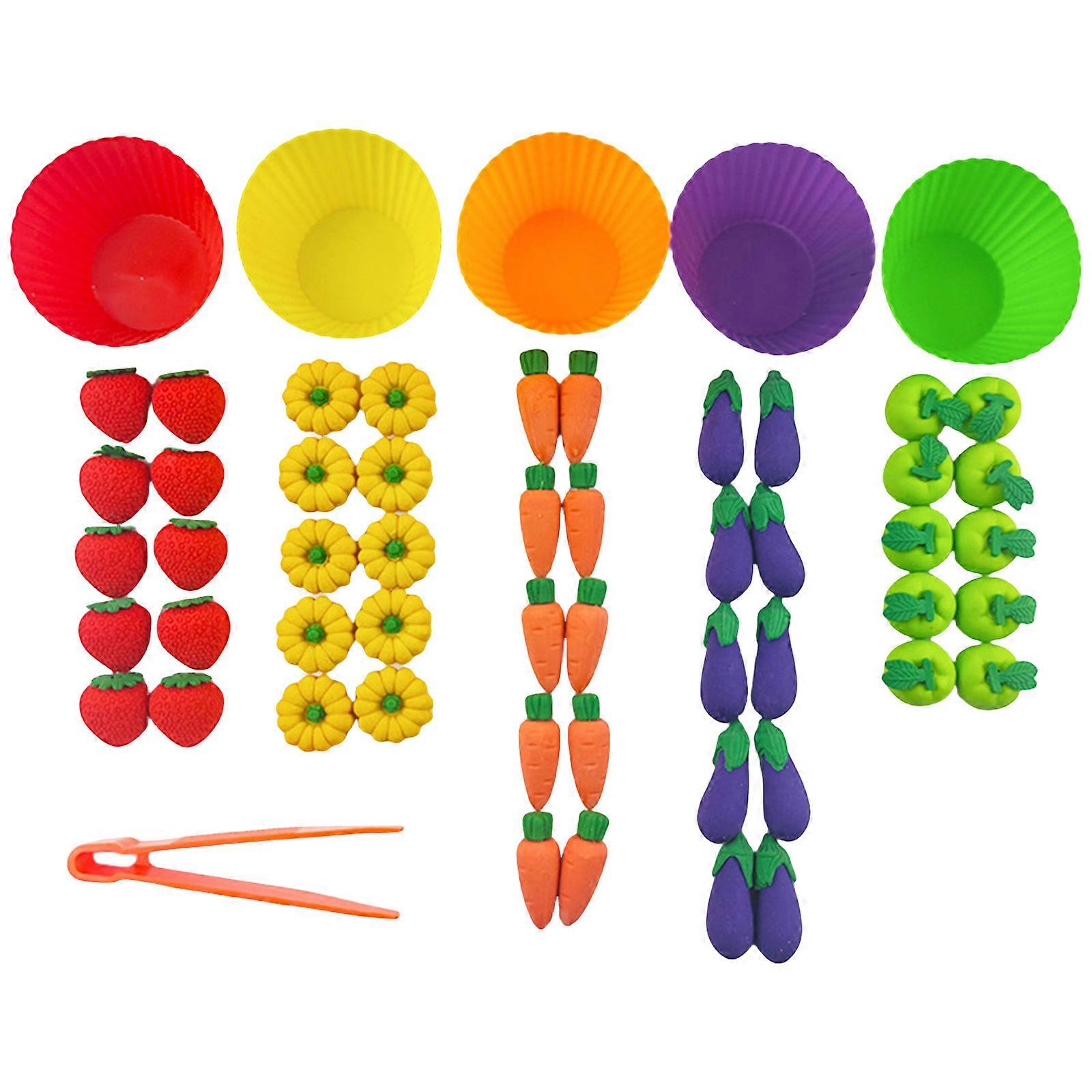 Interactive Fruit and Vegetable Toy Set for Children Use Encourages Creativity and Fine Motor Skills in a Fun Way