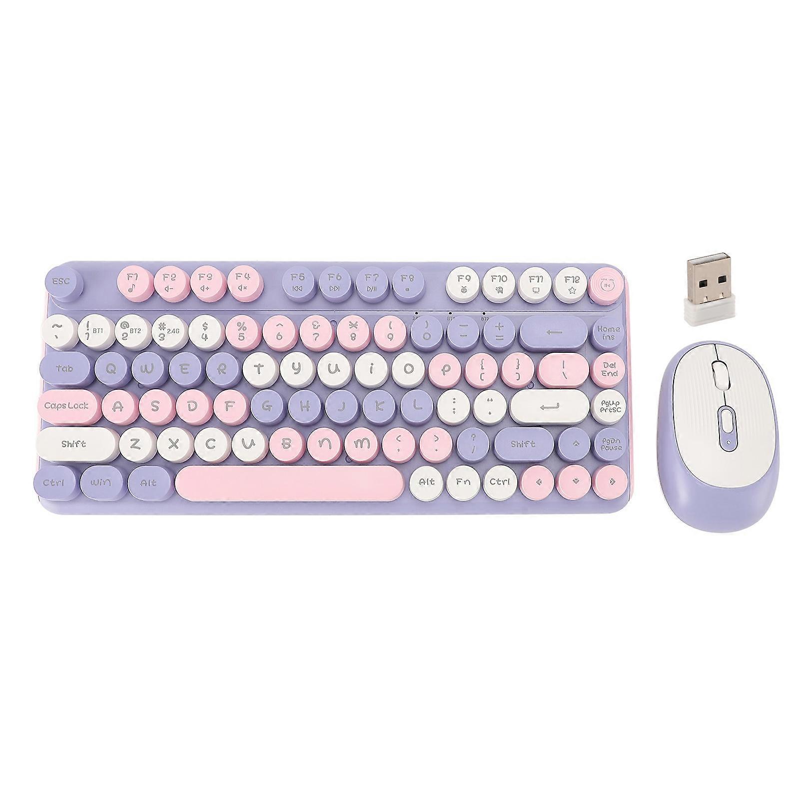 2.4G Wireless Bluetooth Keyboard Mouse Combo Low Noise 82 Keys Set for Office Gaming