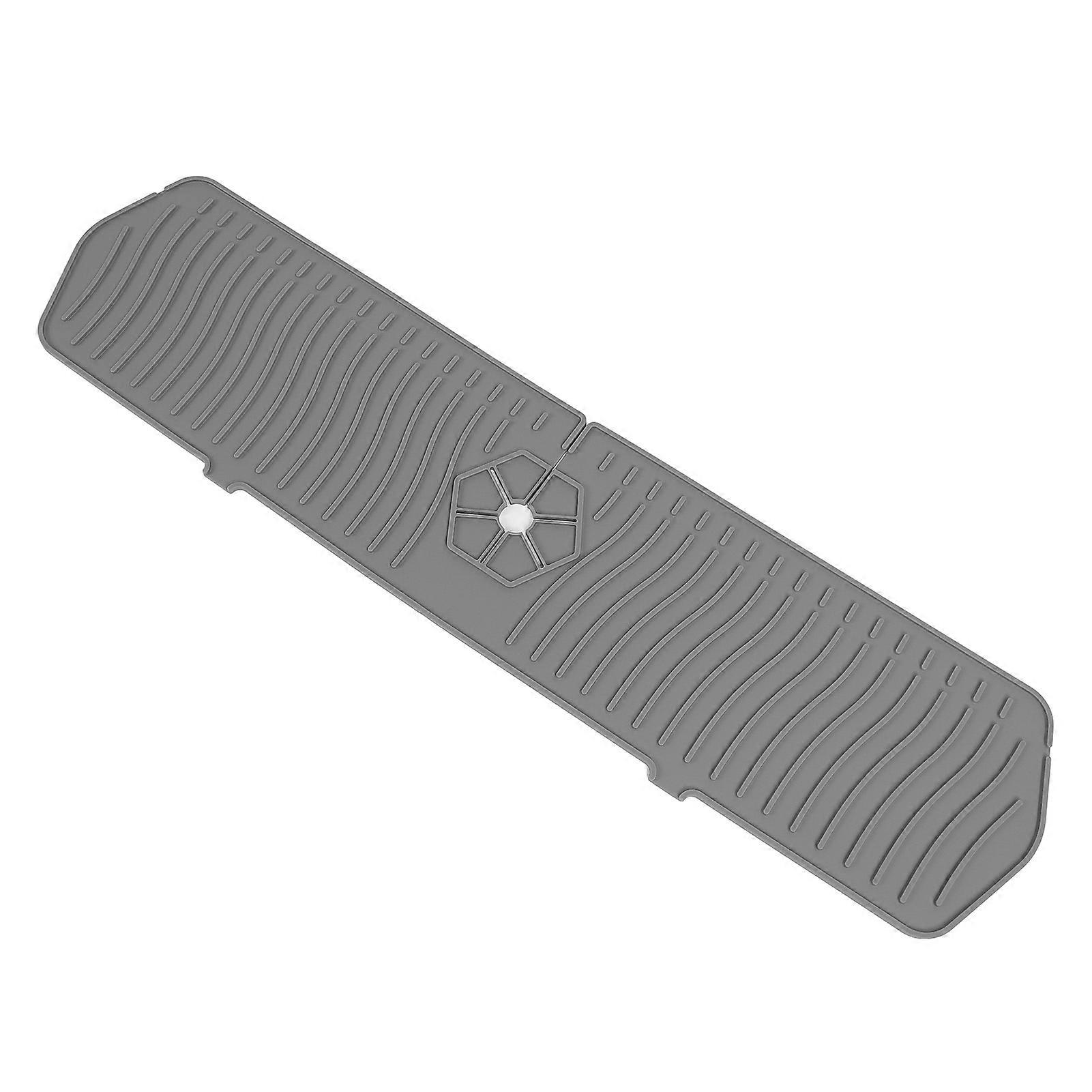 Sink Splash Guard Antislip Versatile Soft Silicone Faucet Handle Water Catcher Pads for Kitchen Bathroom 61 X 14.8CM Gray