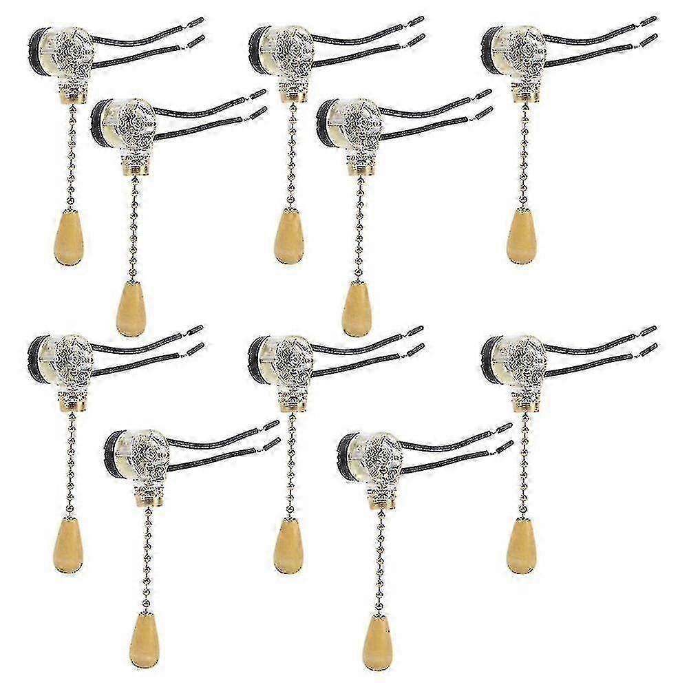 10pcs Wall Light Pull Switch for Home Ceiling Fan and Lamp Replacement Pull Chain