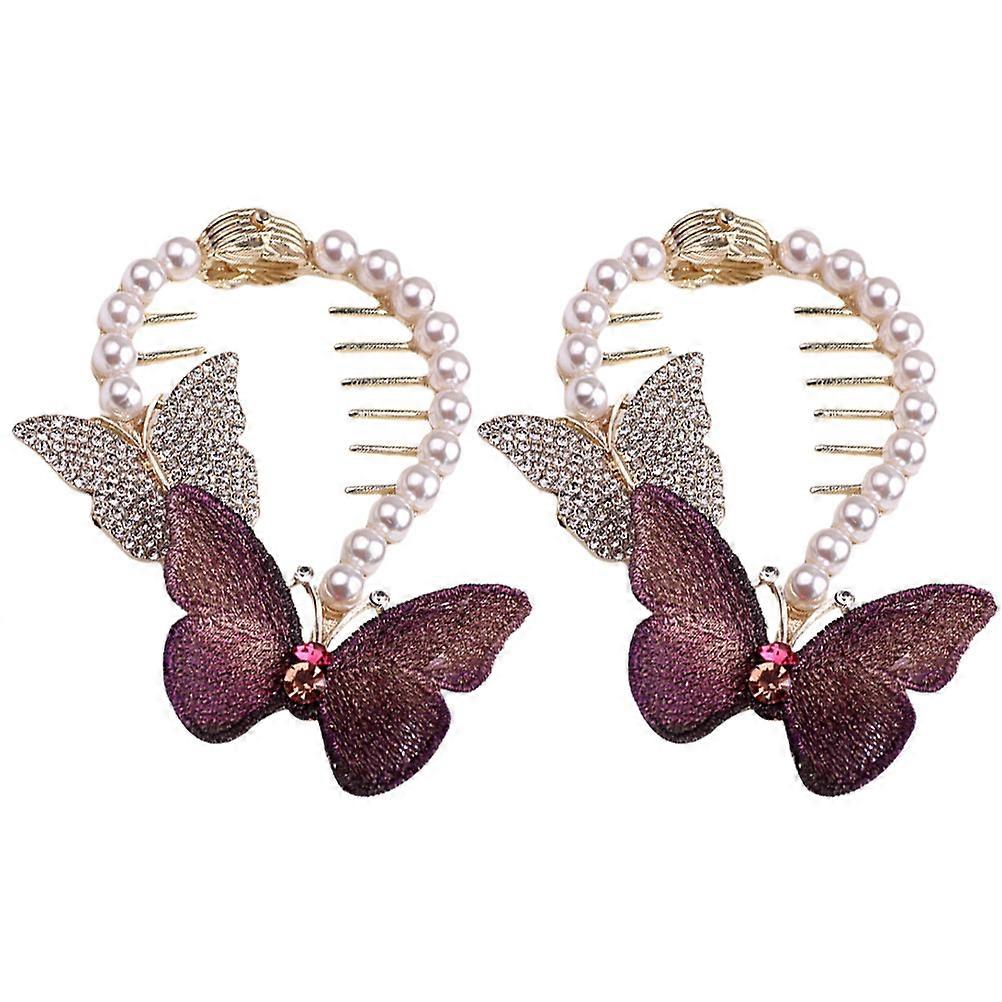 Pearl Rhinestone Butterfly Hair Clips Ελαφριές ανθεκτικές θήκες για γυναικείο κότσο και αλογοουρά