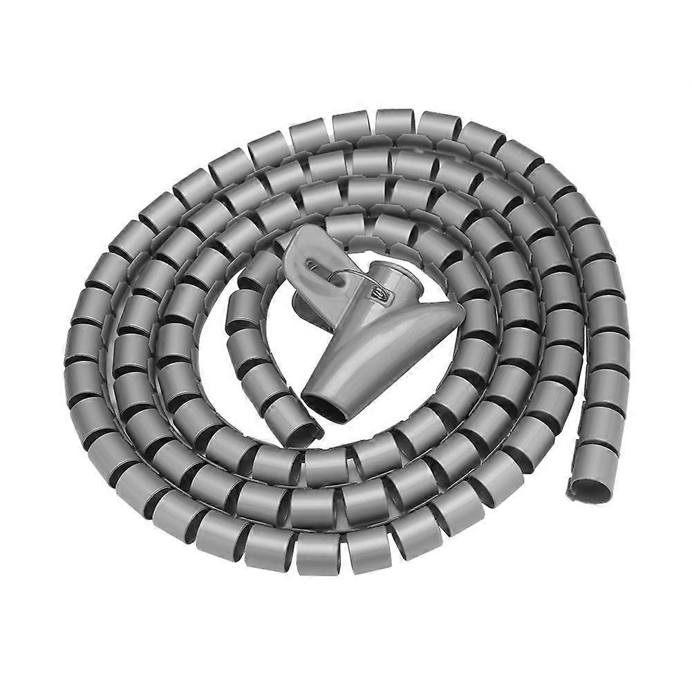 Flexible Spiral Tube Cable Organizer Wire Wrap Cord Protector Wire Storage Silver 1.5m * 16mm