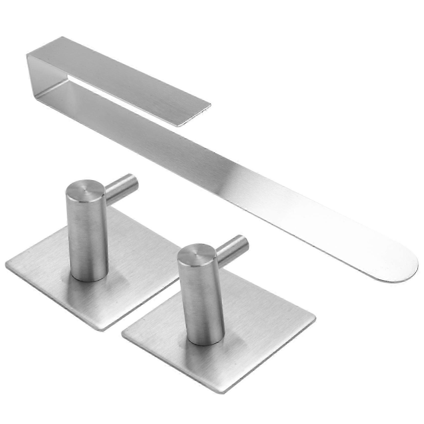 ドリルフリー粘着タオルホルダー37cm-シルバーバスルームアクセサリー