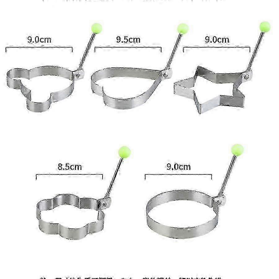 Egg Molds for Pancakes, Non-Stick Frying Pan Molds with Handle, 5pcs Set for Kids