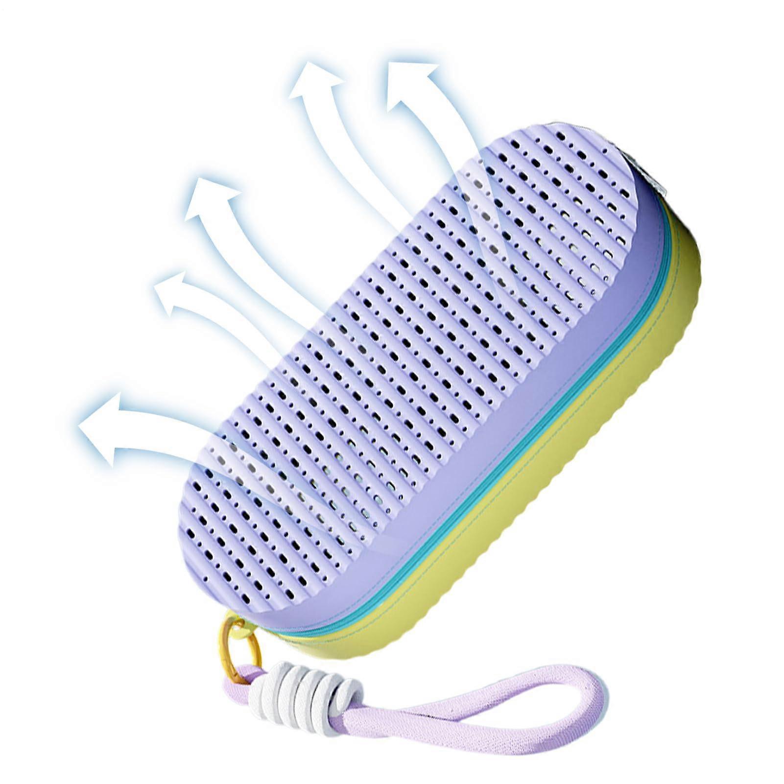 Swimming Goggles Case with Drain Hole, Portable Purple Storage Organizer for Swimming Glasses and Small Tools, Includes Lanyard