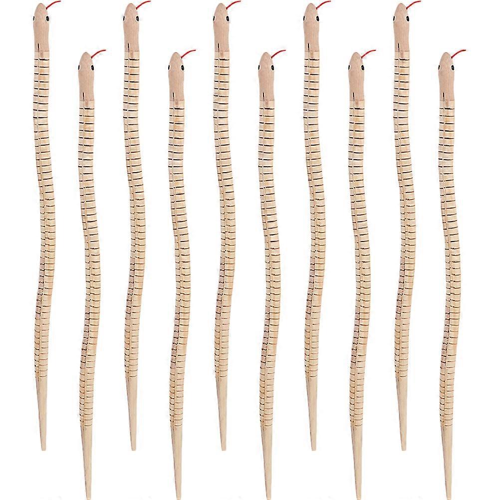 10pcs Creative Wooden Snake Models DIY Unfinished Realistic Halloween Decoration Spooky Party Interactive Play Toys