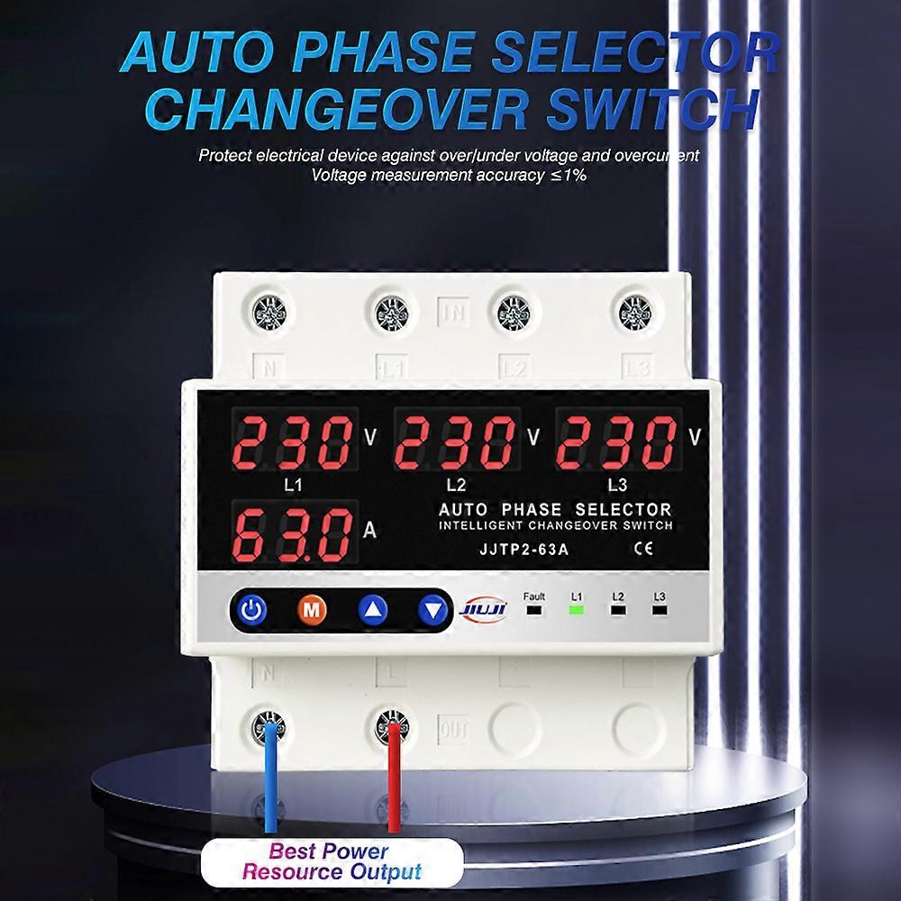 Multifunctional Microcontroller Based 3P Protector Digital Voltage Current Display Adjustable Voltage Protective Device Protecting Values Settable Li