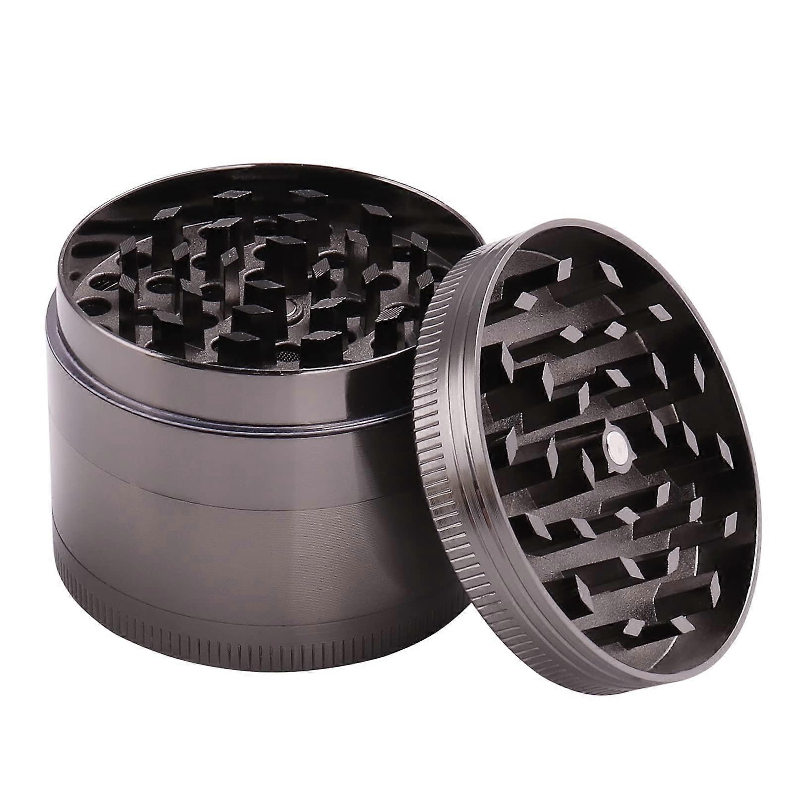 2.1 inch Herb Mill, 4Piece Aluminium Spice Mill with Pollen Scraper, for Gourmets Who Want Culinary Top Performance, Metallic