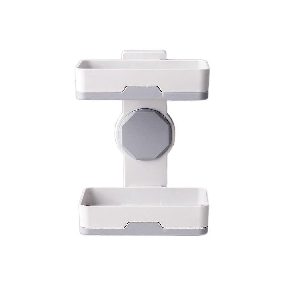Wall Mounted Soap Holder Box Double Layer Storage Bathroom Accessories Light Grey 26*9.8cm Self Adhesive 1Pcs