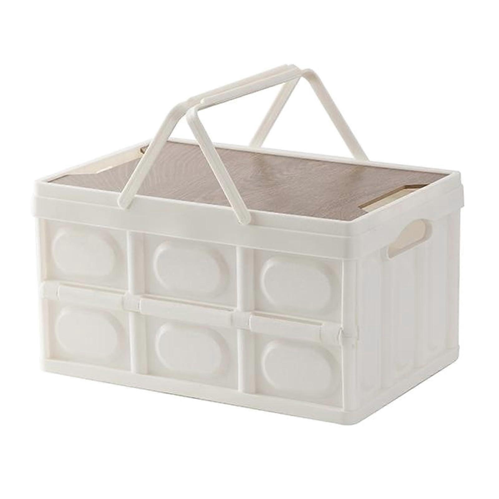 Foldable storage box with handle, easy transport, versatile for picnics, camping, trunk organization 15L