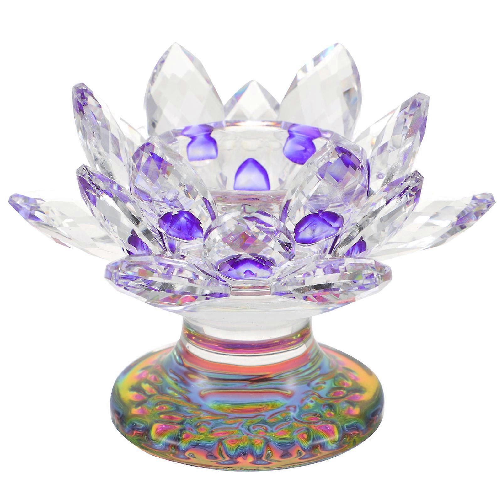 Crystal Lotus Flower Tea Light Holder Meditation Practices Candle Stand 4.32x4.32in Buddhists 1Pack