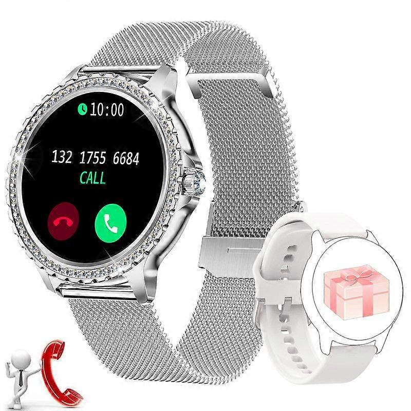 Smartwatch CHRONUS Women's Smartwatch with Bluetooth Call 1.32'' Smart Smartwatch Sports SpO2 Music Player for Android iOS Silver