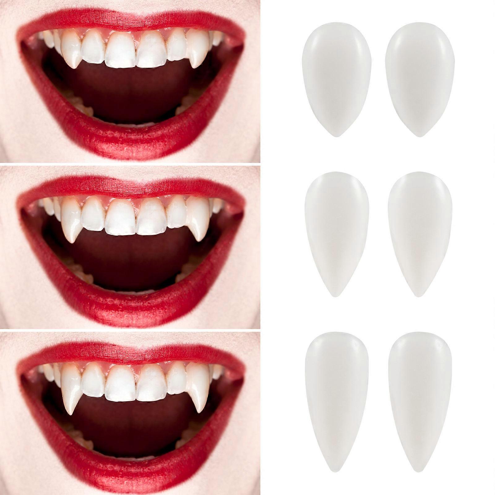 Vampire Fangs Teeth Halloween Party Props Lifelike Shape 3 Pairs 13mm