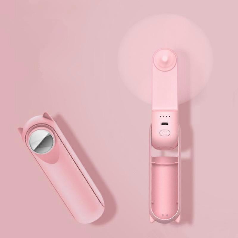 Portable Rechargeable Folding Handheld Fan Summer Mini 3-Speed Cooling Fan with Makeup Mirror