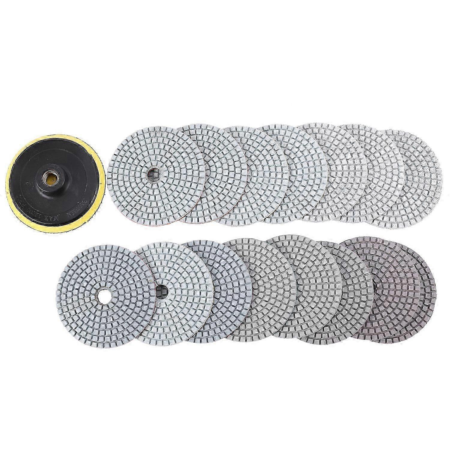 Kit com 16 almofadas de polimento diamantadas de 4 polegadas e 100 mm para uso úmido/seco