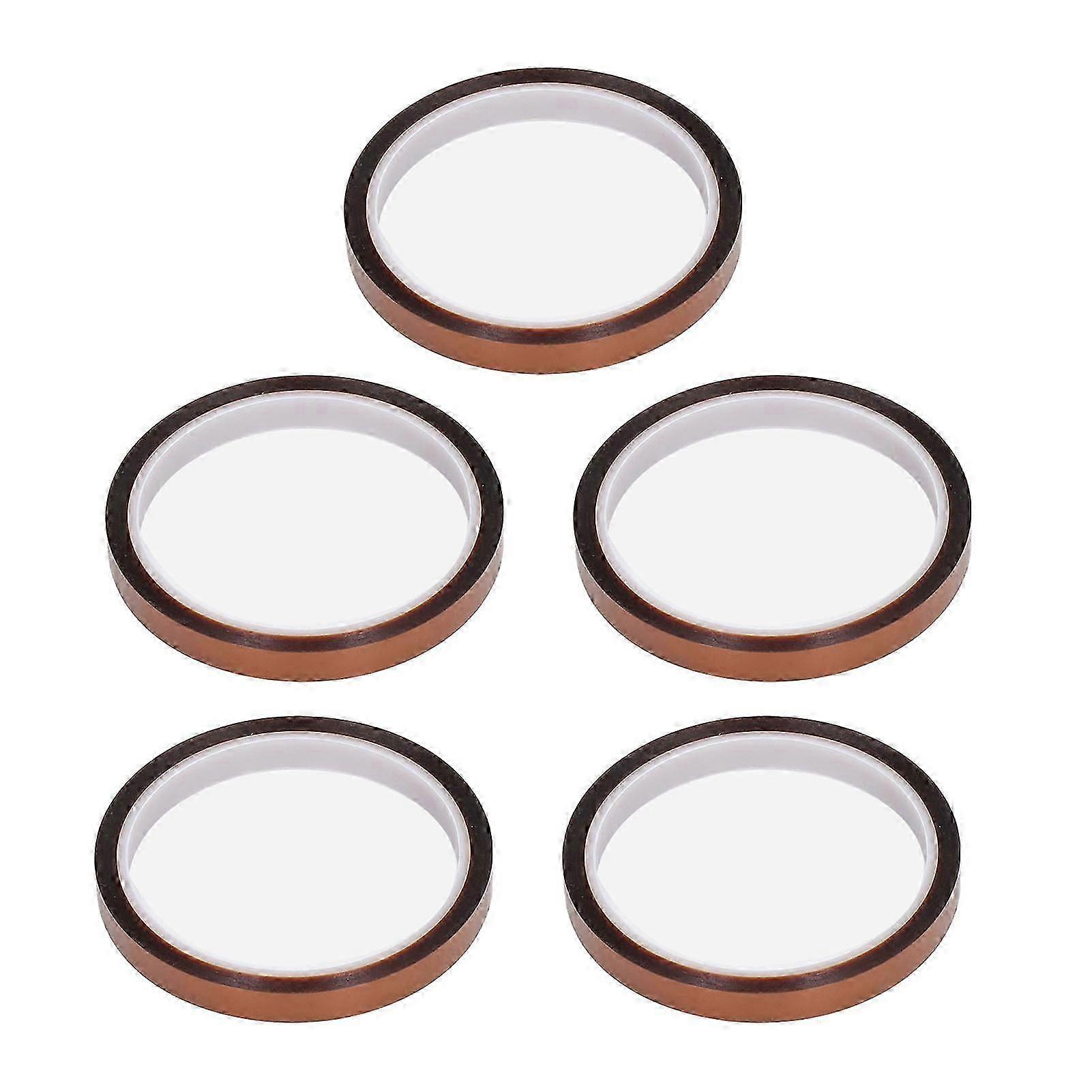 5Pcs Polyimide Tape Static Free Insulation High Temperature 33 Meter Length Accessory 10mm / 0.39in Width