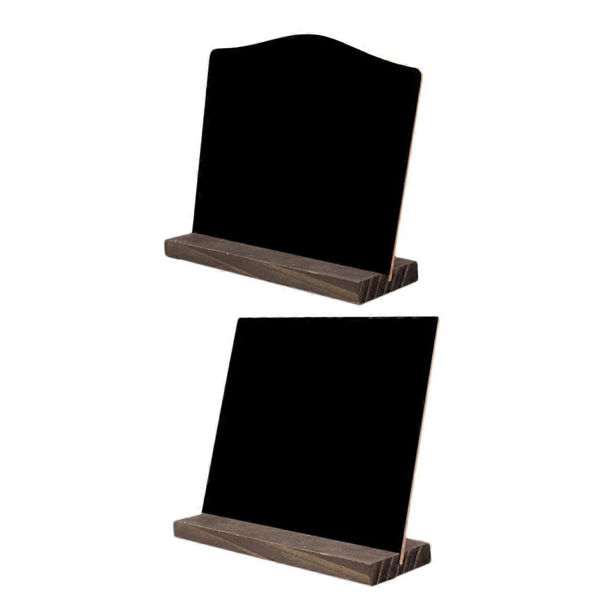 Wood Blackboard Set - 2-Piece Chalkboard Signs for Weddings and Desks - Large Name Plates with Hemp Rope - Black Color