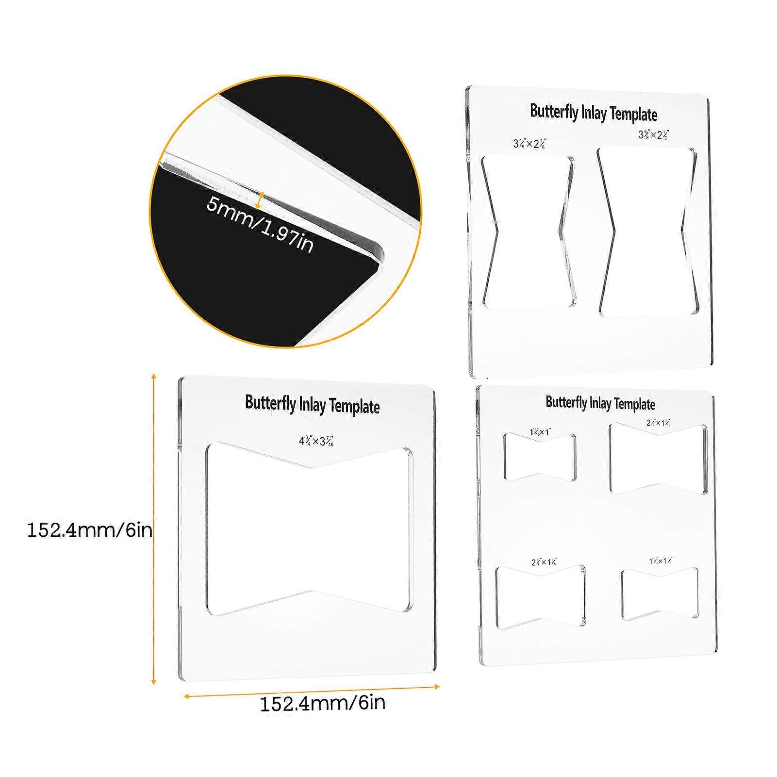 6×6 Inches Pack of 3 Butterfly Inlay Template Router and Decorative Templates for Woodworking 7 in 3 Router and Decorative Templates