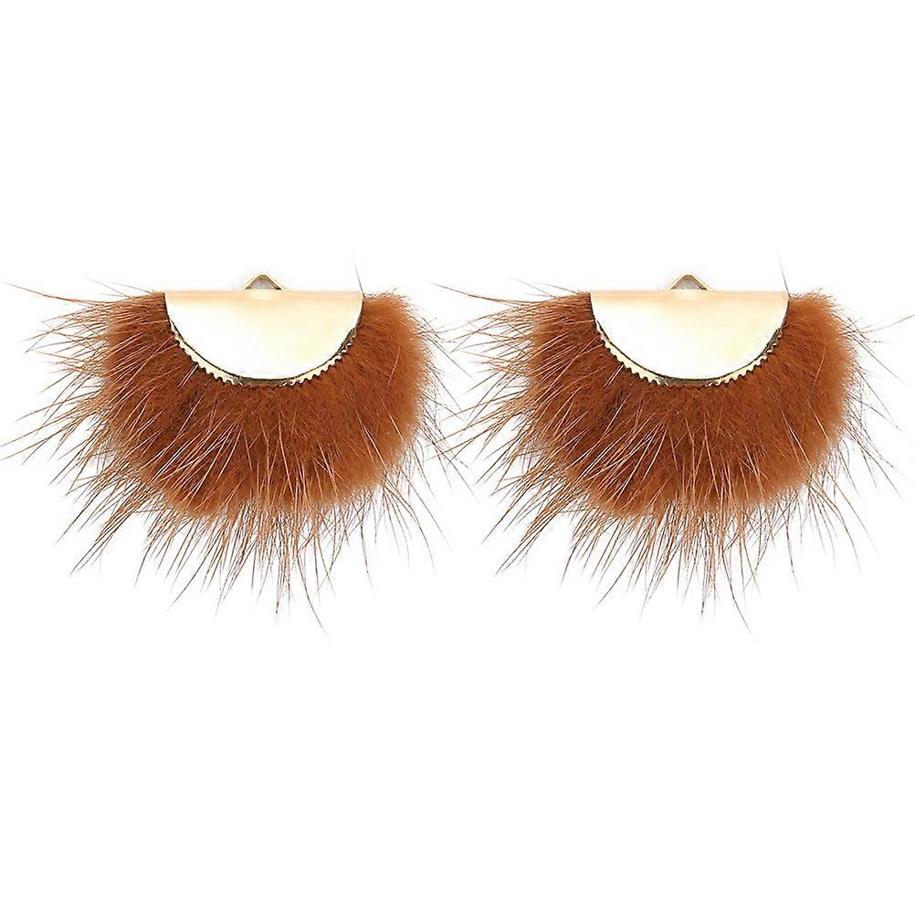 Ornament Accessory Dangling Earrings For Women Coffee 4x3cm Plush Material Jewelry Component 5Pcs