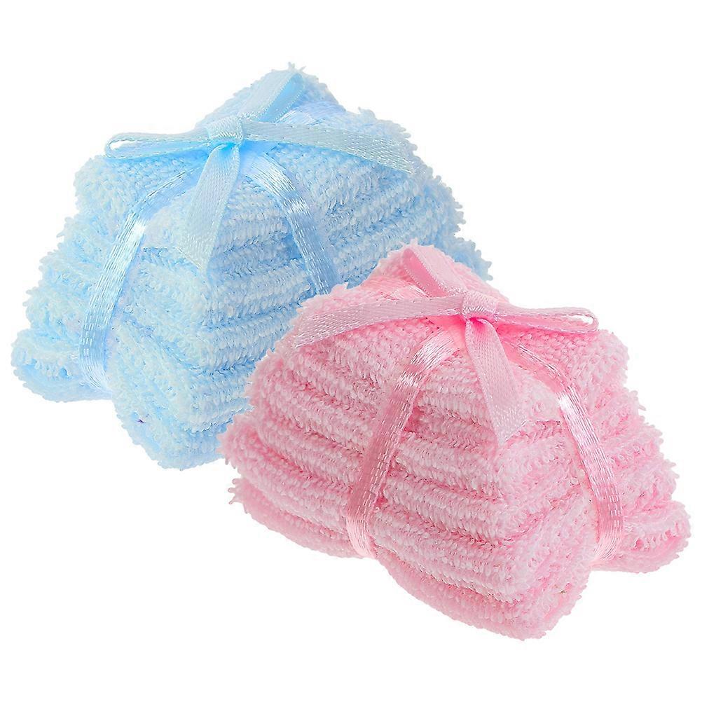 Tiny House Accessories Miniature Bath Towels Indoor Display Blue Rectangular Bathroom Decoration 2Pcs