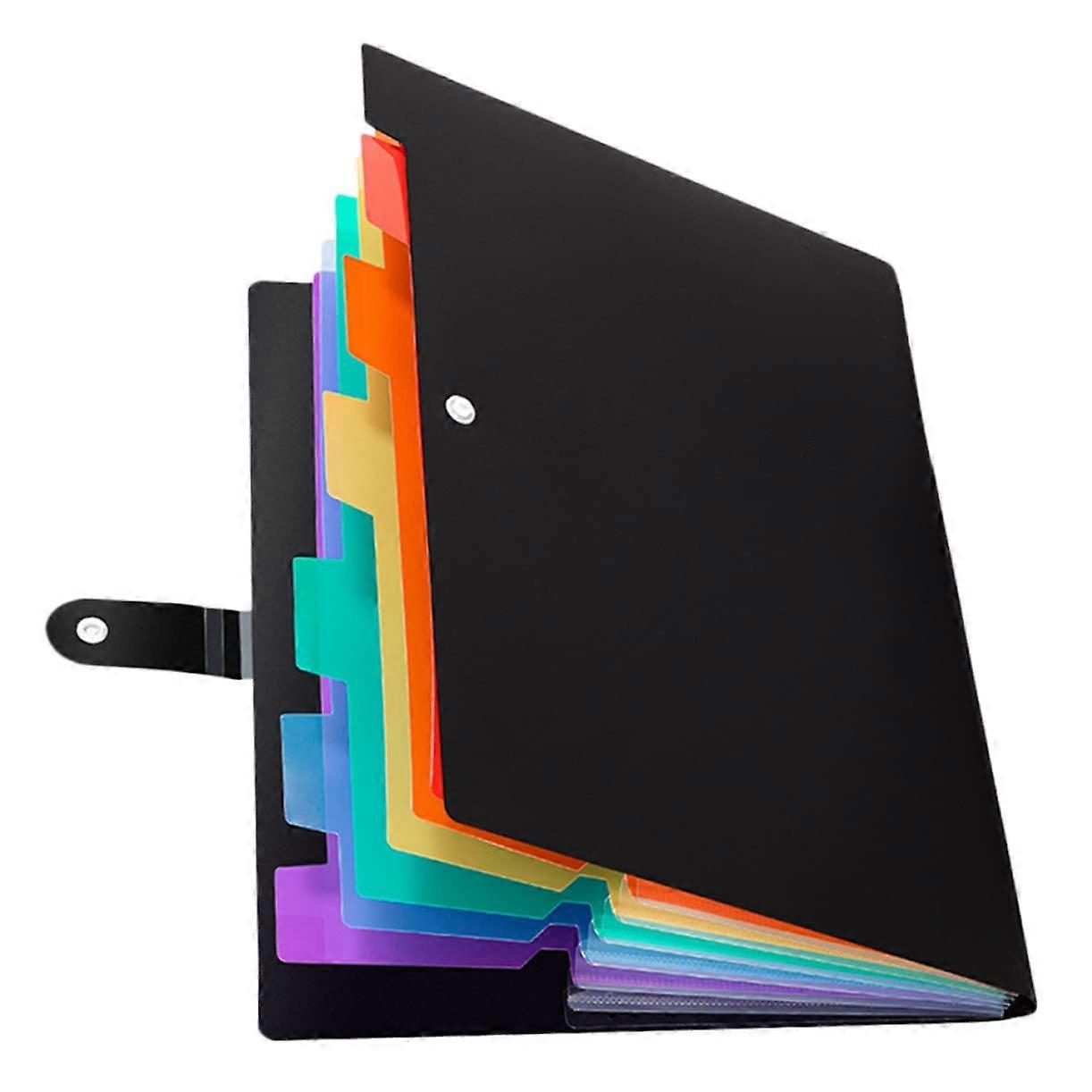 Expandable Paper Folder Organizer with Lid, Black File Organizer for Office Documents, Durable Storage Solution for Files and Papers