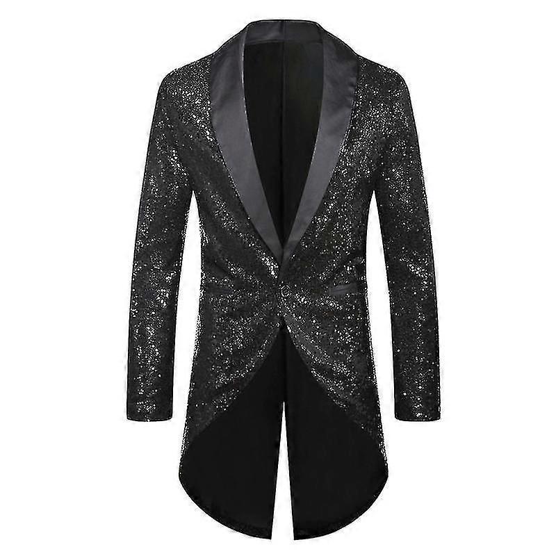 Hommes Sequin Tuxedo Queue-de-Queue De Toit Queue D'hirondelle Veste Blazer Robe Formelle Manteau cy