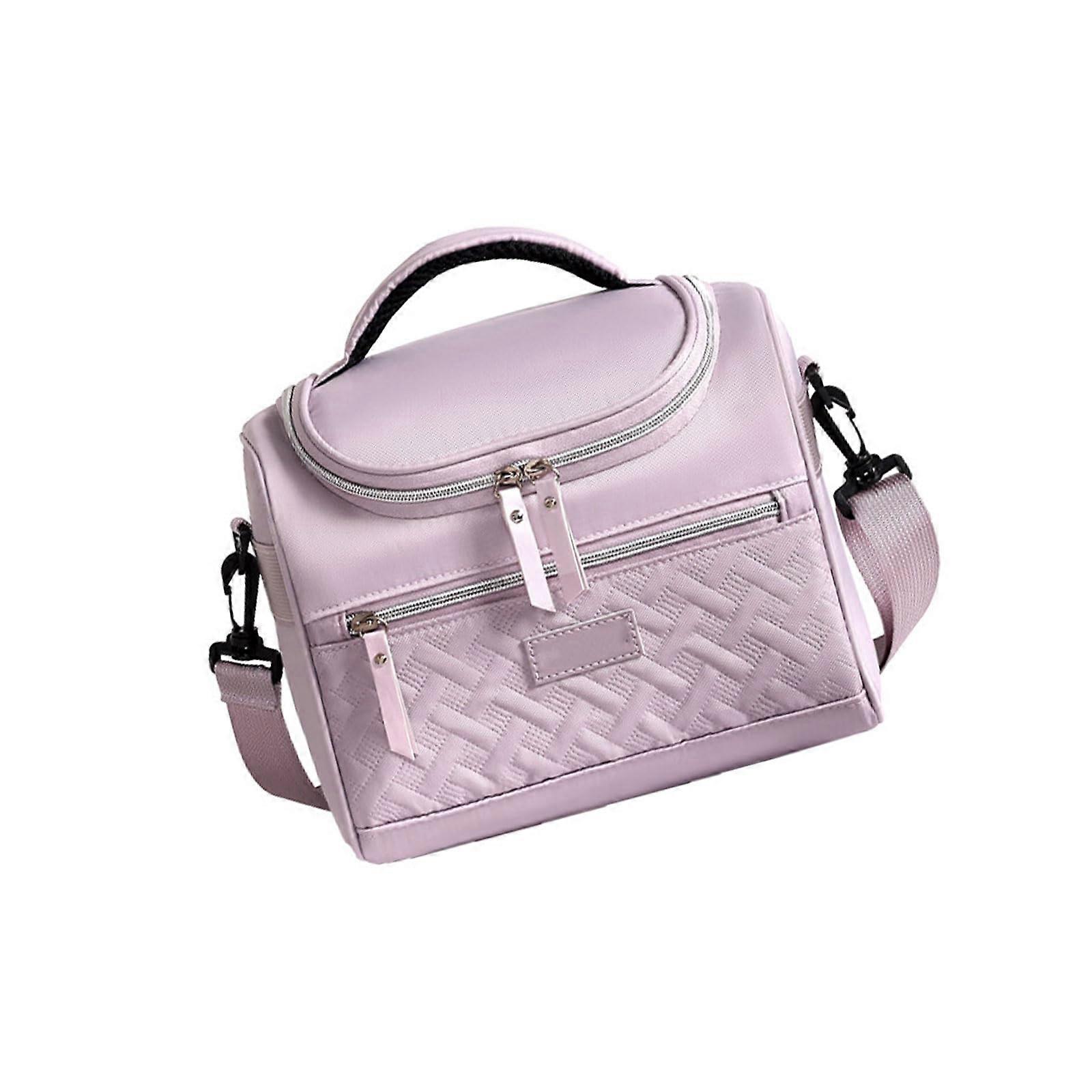 Insulated lunch bag for picnics, bento box cooler with shoulder strap, large capacity, thermal food carrier