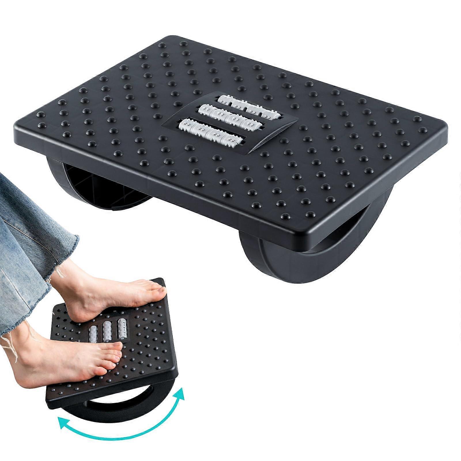 Foot Rest Desk with Massage Function, Adjustable Ergonomic Semicircular Footstool, Non-Slip 6 Height Options for Office and Home