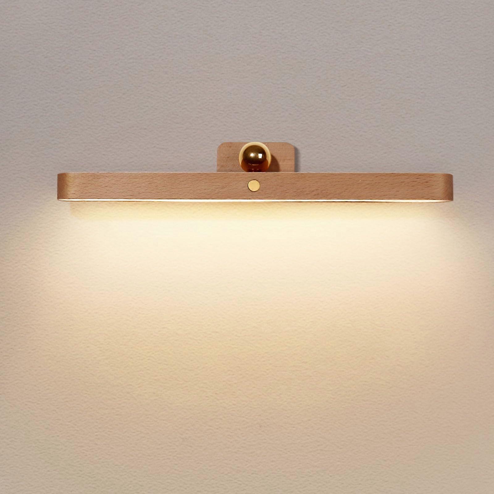 Wireless Wall Lamp Wooden USB Rechargeable Night Light with Touch Control, 3 Brightness Levels, 360° Rotating, Detachable Magnetic Design