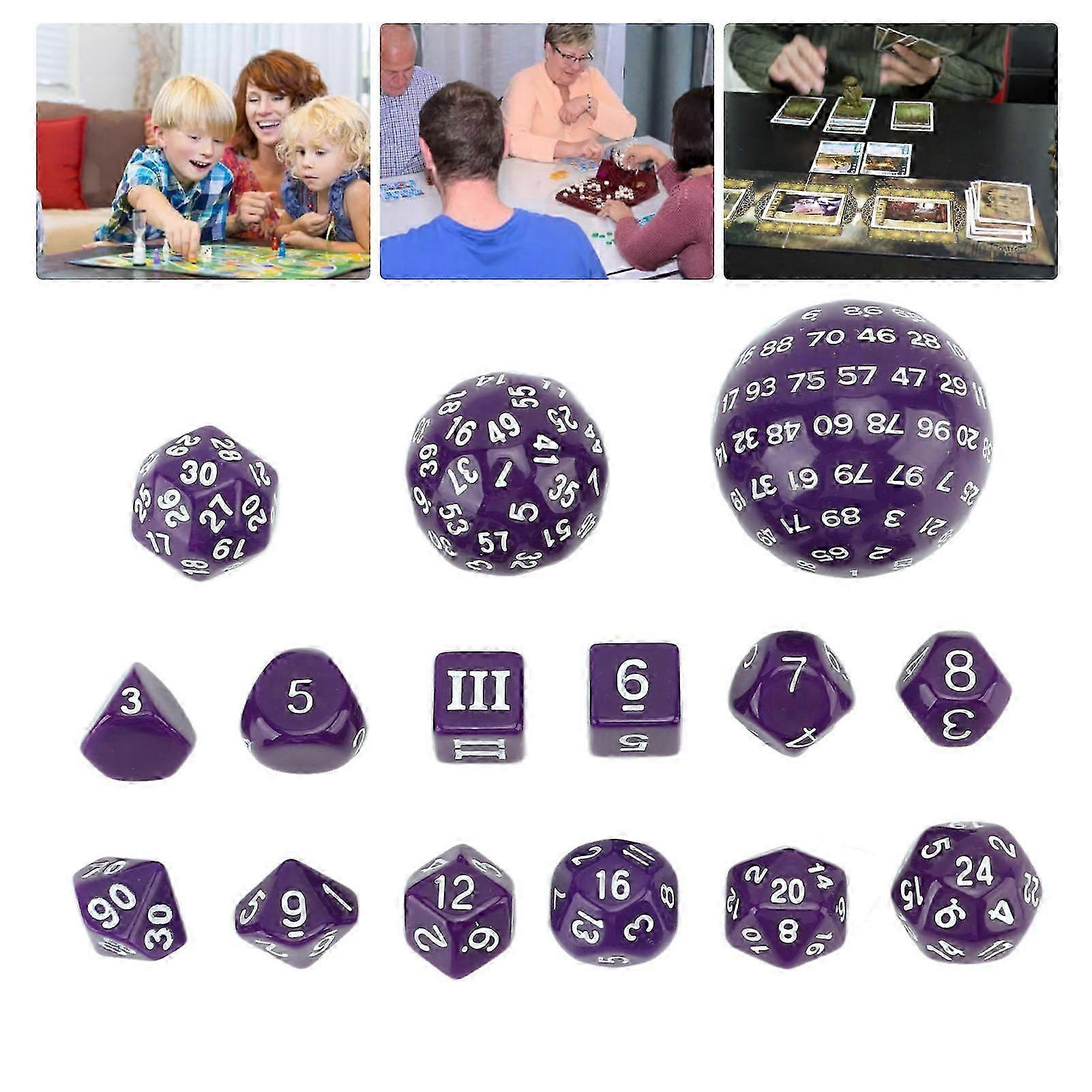 Complete Polyhedral Dice Set for RPGs - 15 Pieces from 3 to 100 Sides