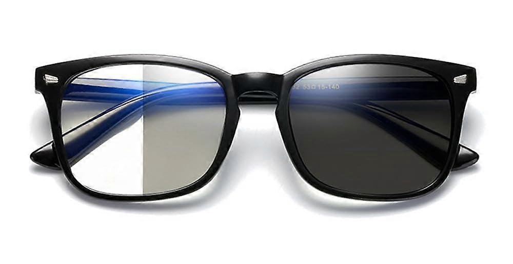 Photochromic Reading Glasses with Blue Light Filter, Pack of 2, 1.0 Dioptre Single Vision Lenses, Black, Spring Hinge