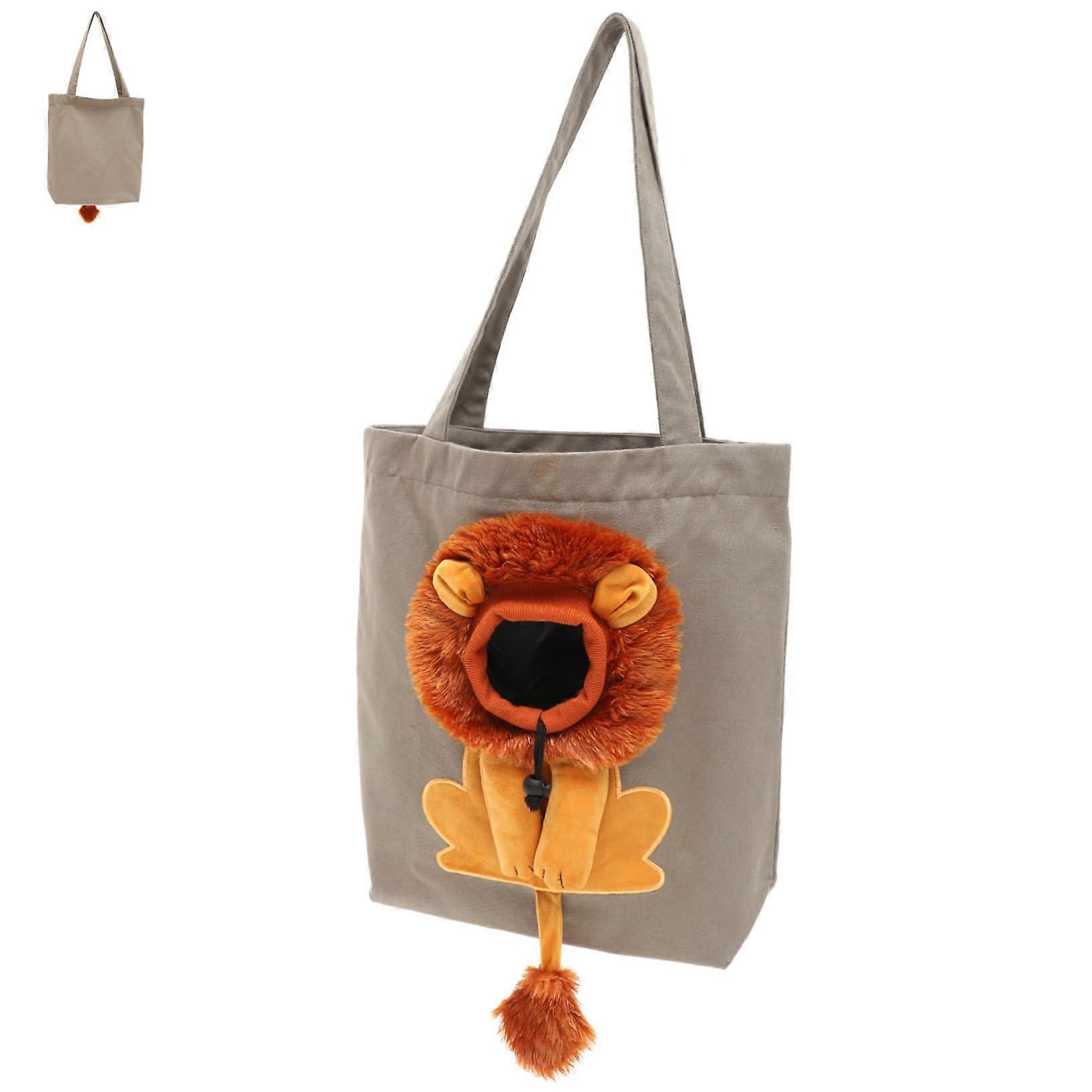 Foldable Pet Carrier Sling Durable Canvas Adjustable Opening for Travel with Small Dogs and Cats Dark Gray Large Model 39x38cm as shown 1
