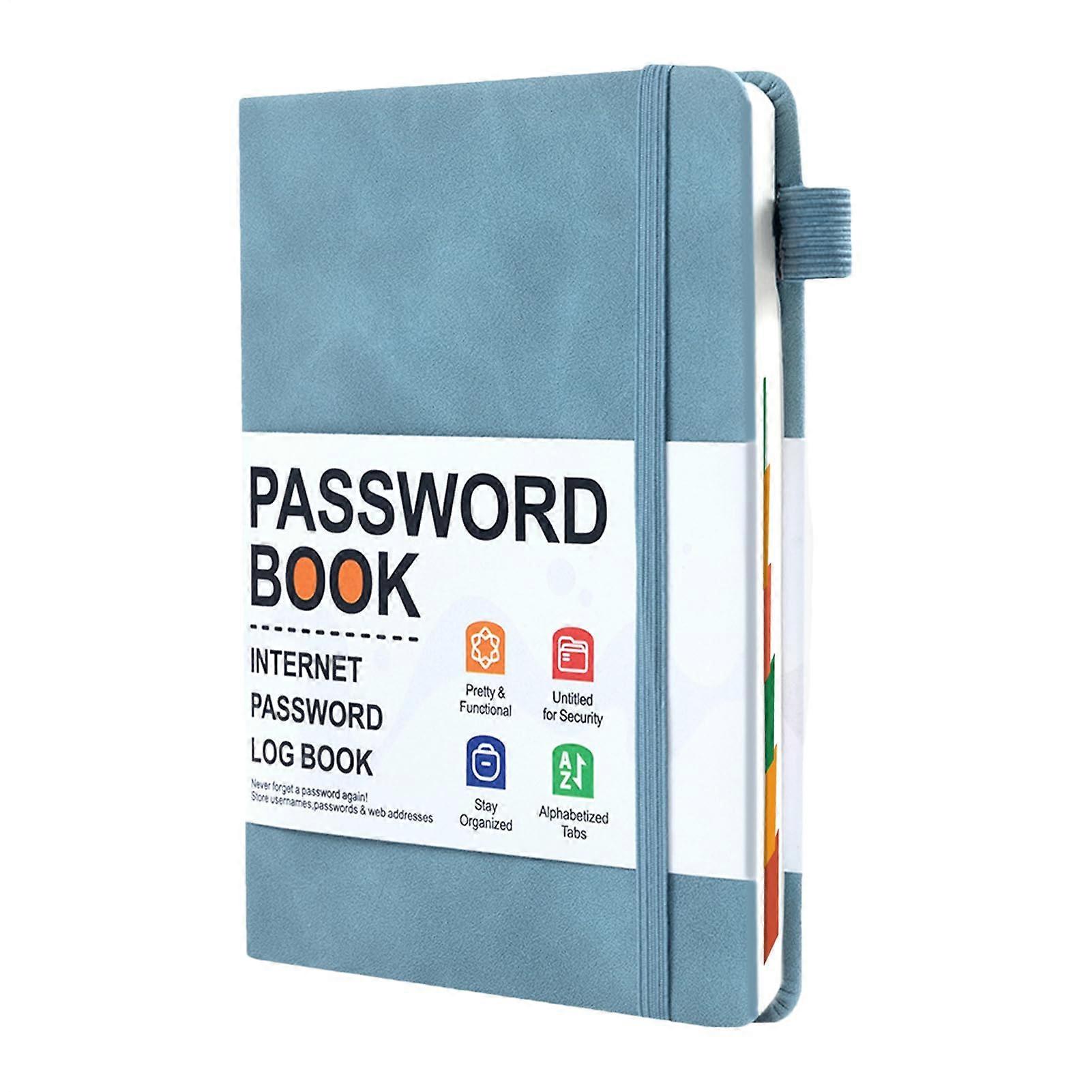 Kennwortbuch - Compact Light Blue Password Tracker Notebook, Alphabetical Password Keeper Journal for Home Office Use