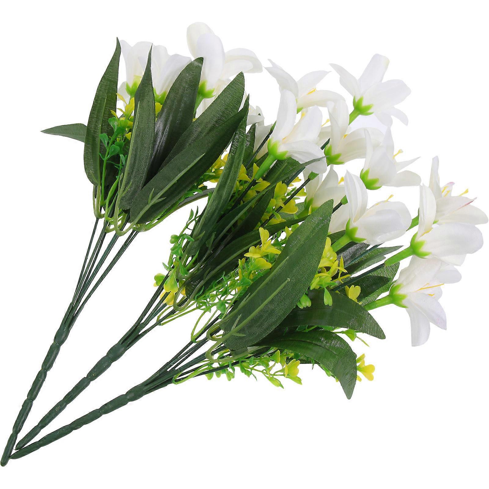 Artificial Flower Interior Decoration Simulation Artificial Flower Lily Shape Wedding Party Lily Bouquet 3Pcs