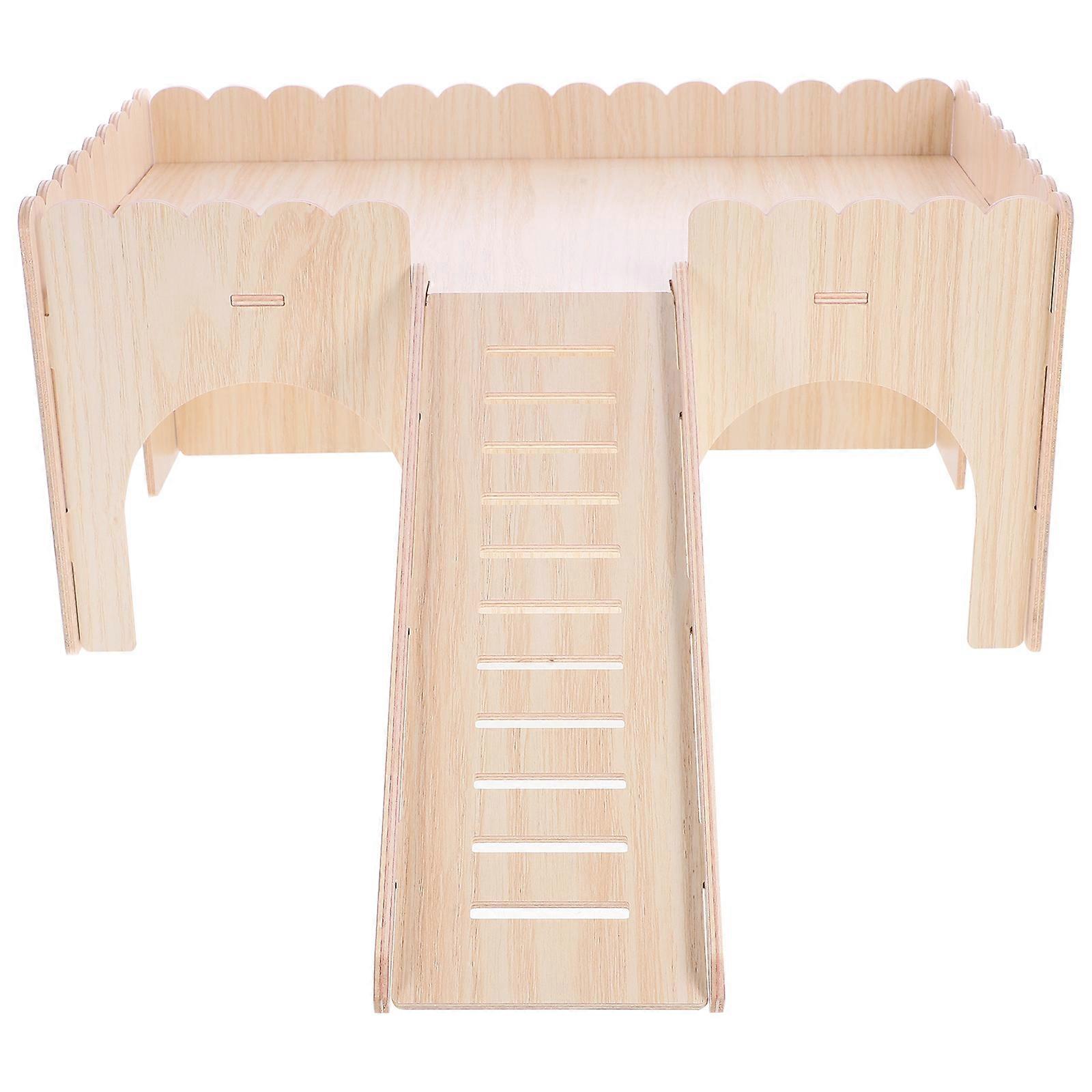 Small Pet Hideout House Hamster Activity Toy Solid Wood Realistic Design For Hamster 1Set