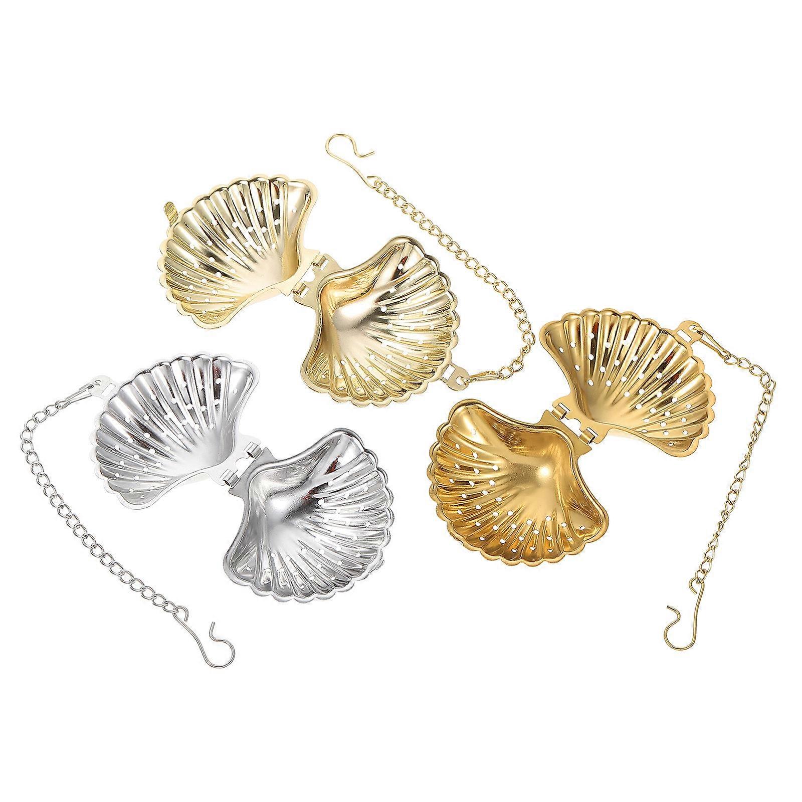 3pcs Stainless Steel Tea Infusers, Shell Design, Fine Mesh for Loose Leaf Tea Brewing, Easy to Clean