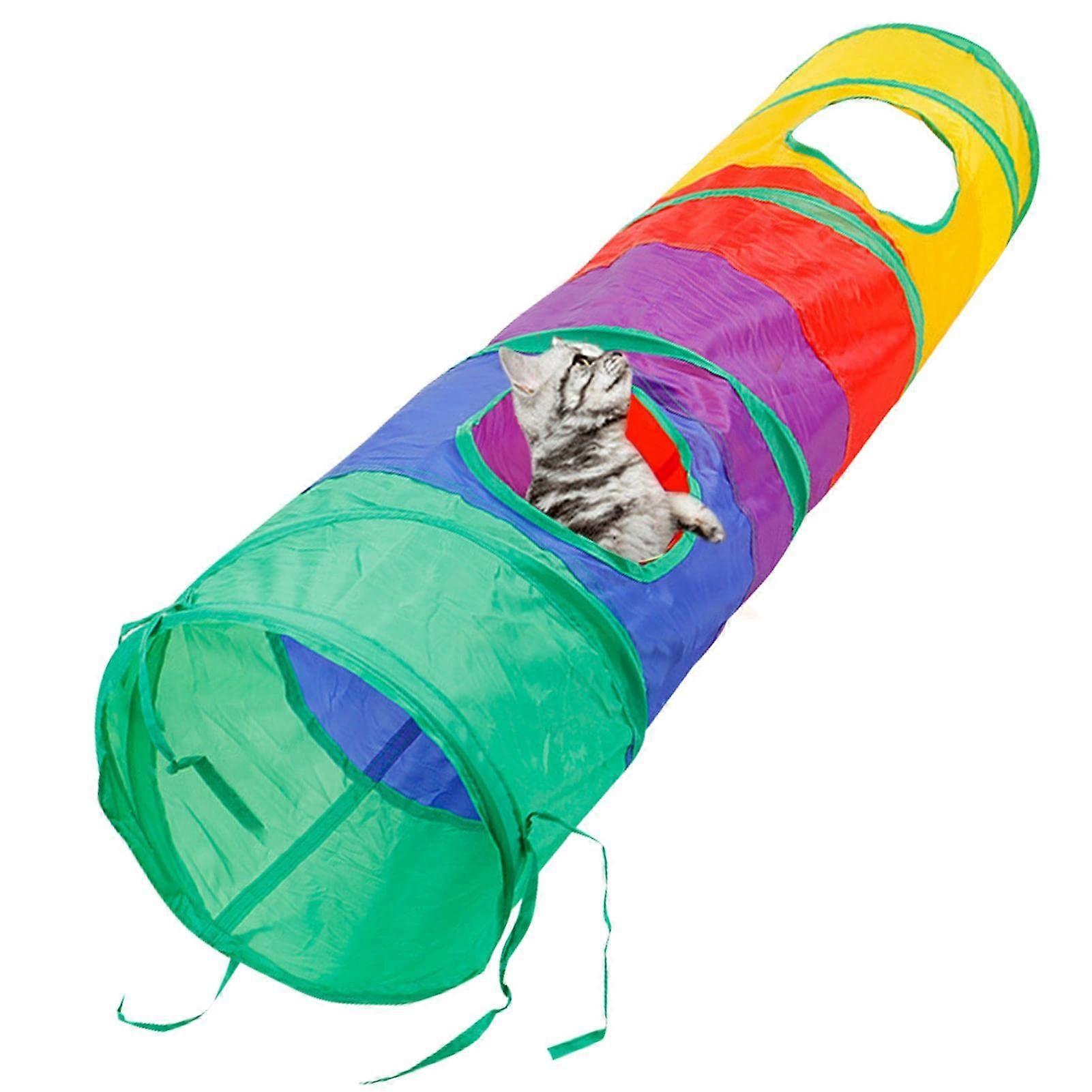 Cat Tunnel for Indoor Cats - S-Shaped Foldable Pet Tube, Scratch-Resistant Interactive Toy for Kittens and Rabbits