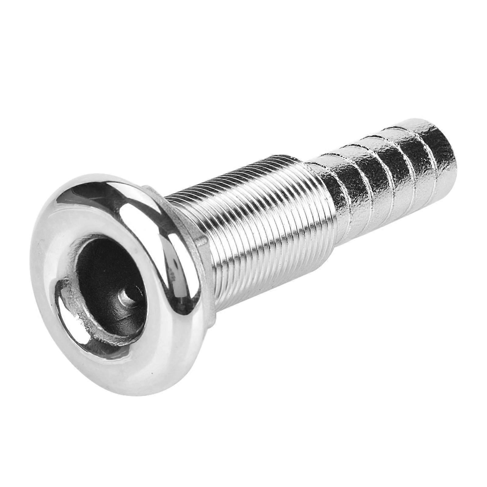 Hose Barb Fitting, Stainless Steel Thru Hull Fitting for Marine Applications, 1/2 Inch Barbed Drain Connection