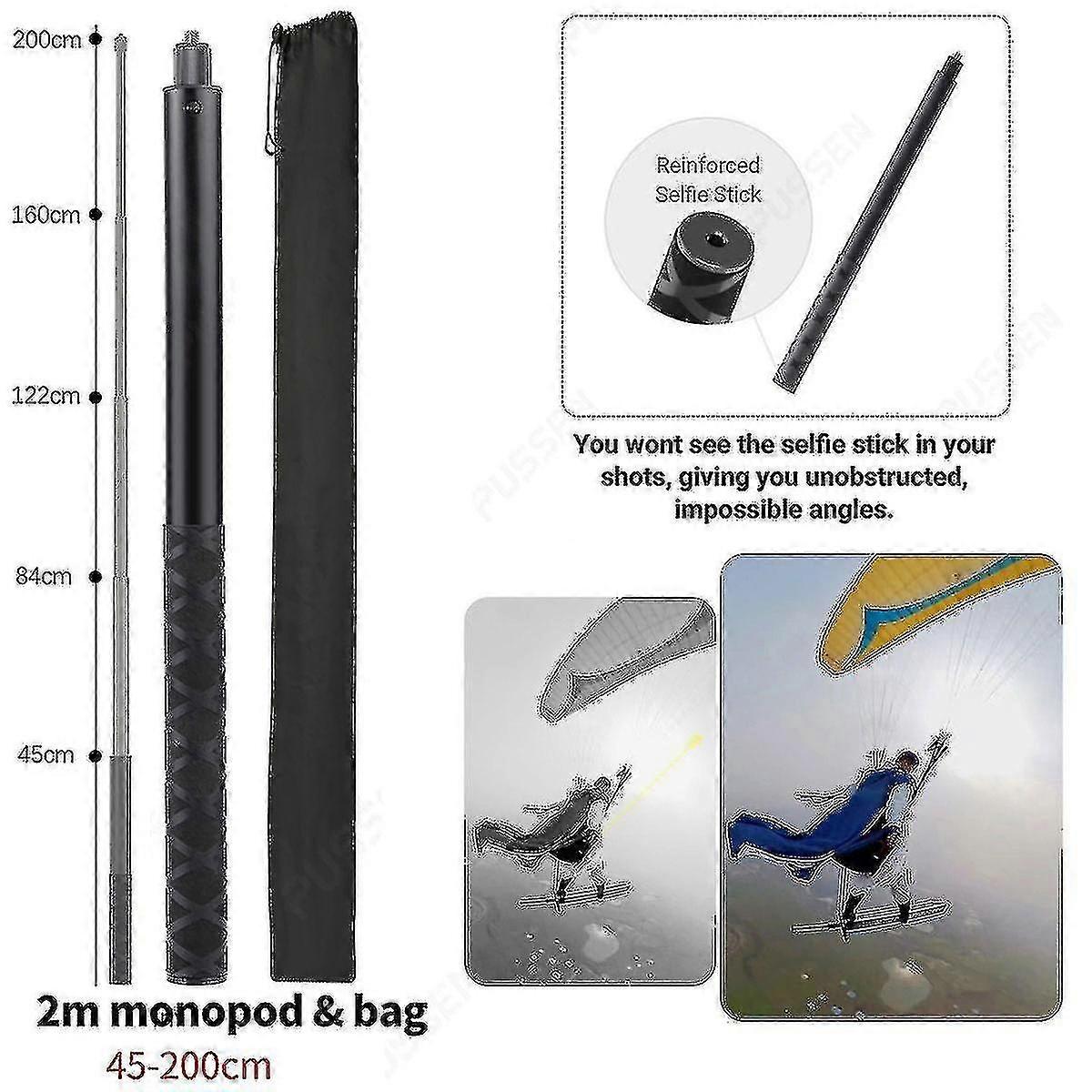 Motorcycle Bike Invisible Selfie Stick Monopod Handlebar Mount Bracket for Action Cameras