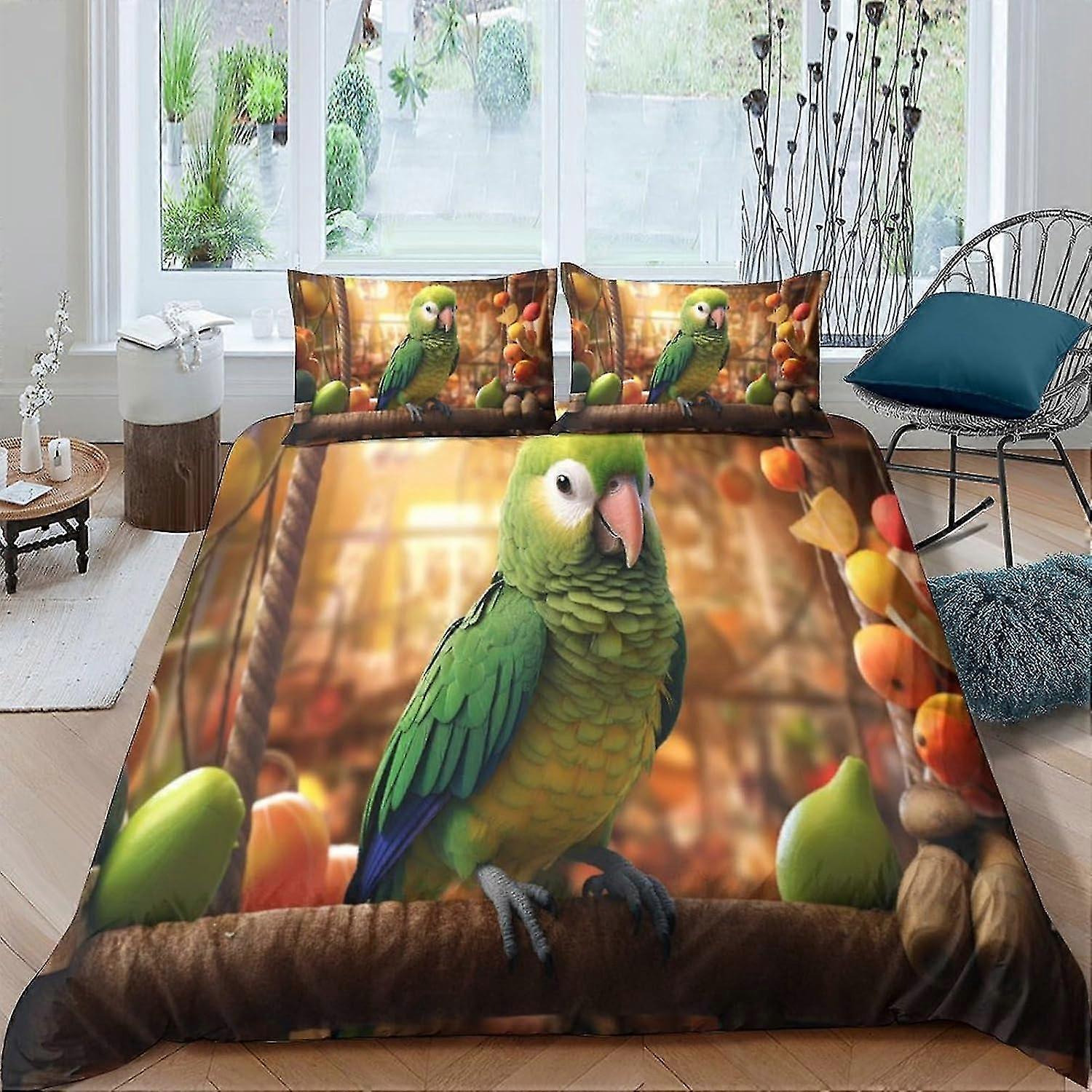 Conjunto de capa de edredão de animais de cama 3D de 3 peças com fecho de zíper, capa de edredão de microfibra de tamanho duplo de microfibra de fácil cuidado