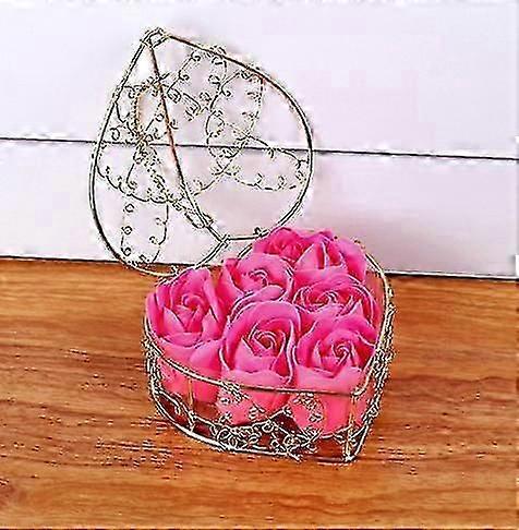 ハート型アイアンバスケット中空バレンタインギフトボックス人工石鹸バスケットローズギフトボックスバレンタインデーの結婚式、母の日、誕生日