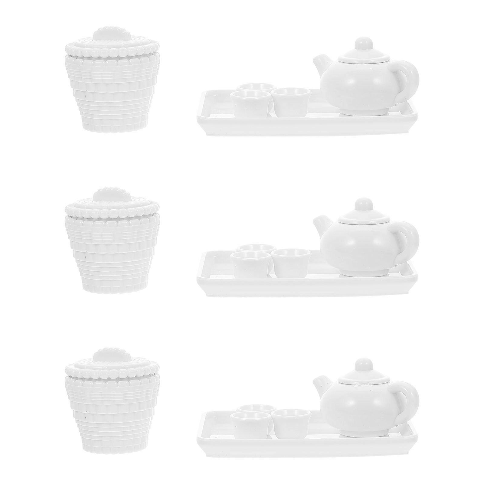 3 Sets of Simulation Teaware Props Decorative Tea Set Dolly House Ornaments