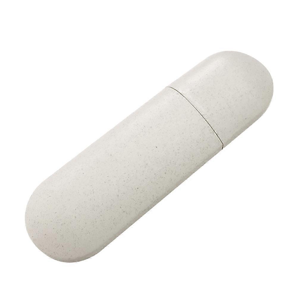 White and Wheat Toothbrush Holder for Travel and Daily Use with Cover for