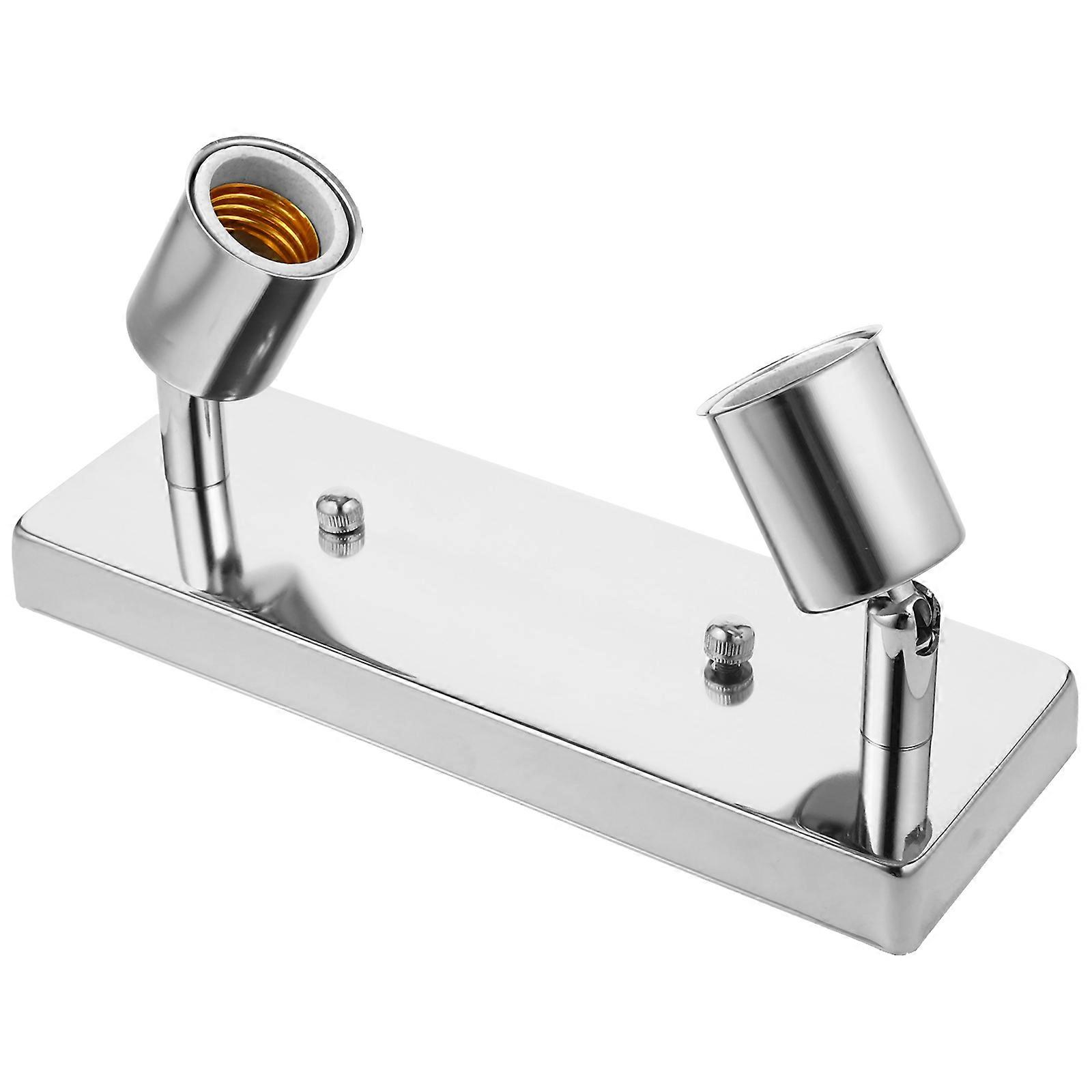 Bulb Socket Base Ceiling Mount Lamp Holder Silver Color Rectangular Shape Diy Compatibility 1Set
