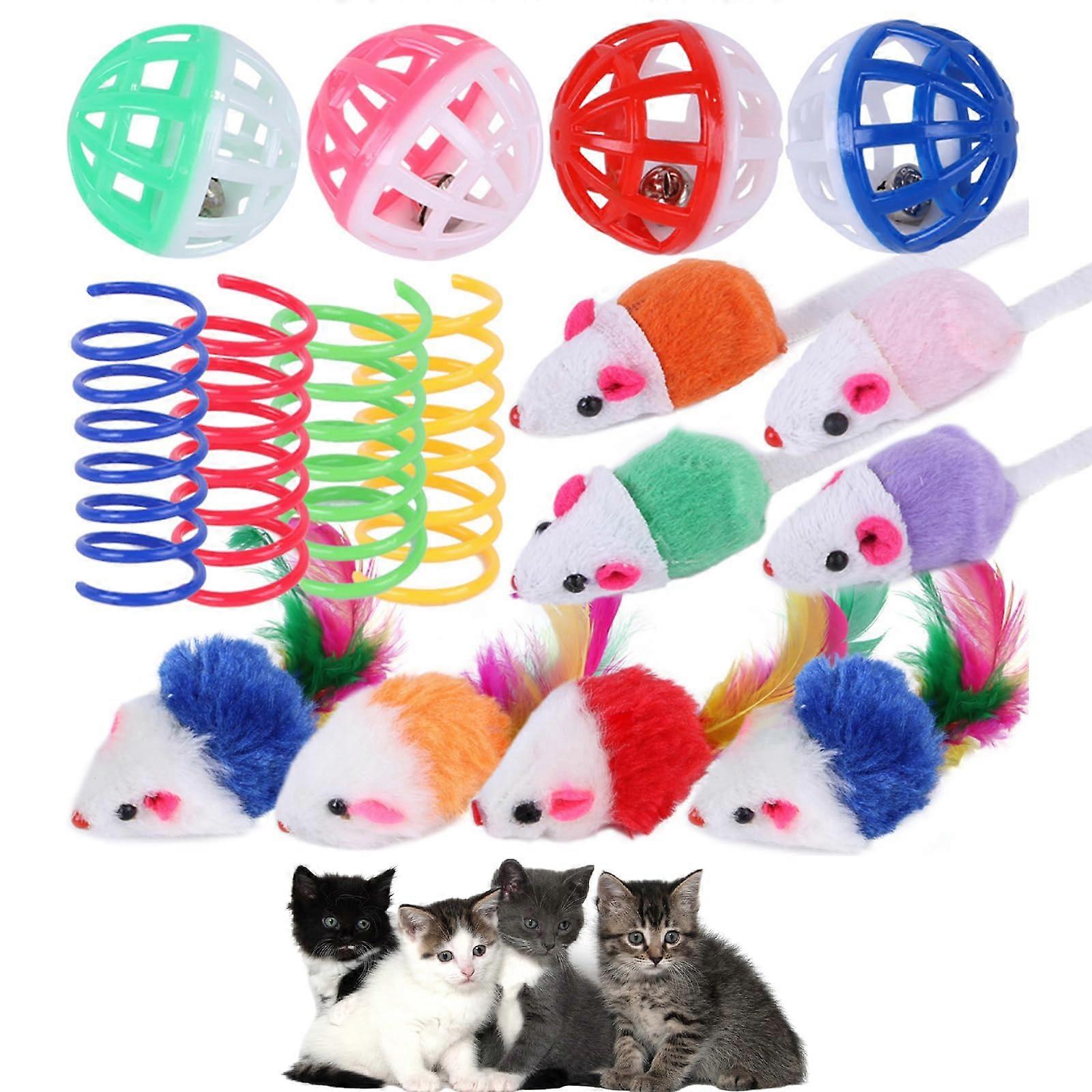 Cat Mice Toy, Cat Mouse Toy, Interactive Cat Toy, Ball with Bell, Pack of 16