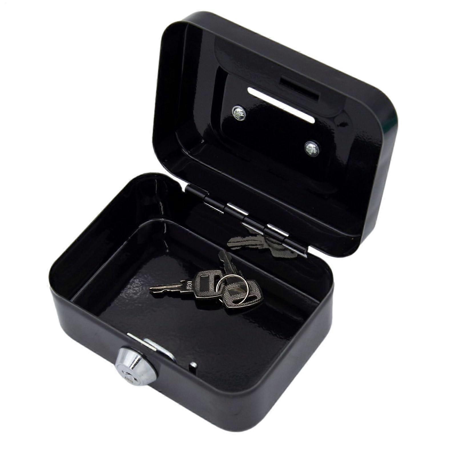 Kleine Geldverriegelungsbox | Mini Metall Sicherheitsbox mit Schlüsselschloss für Erwachsene, Robuste Spardose in Schwarz
