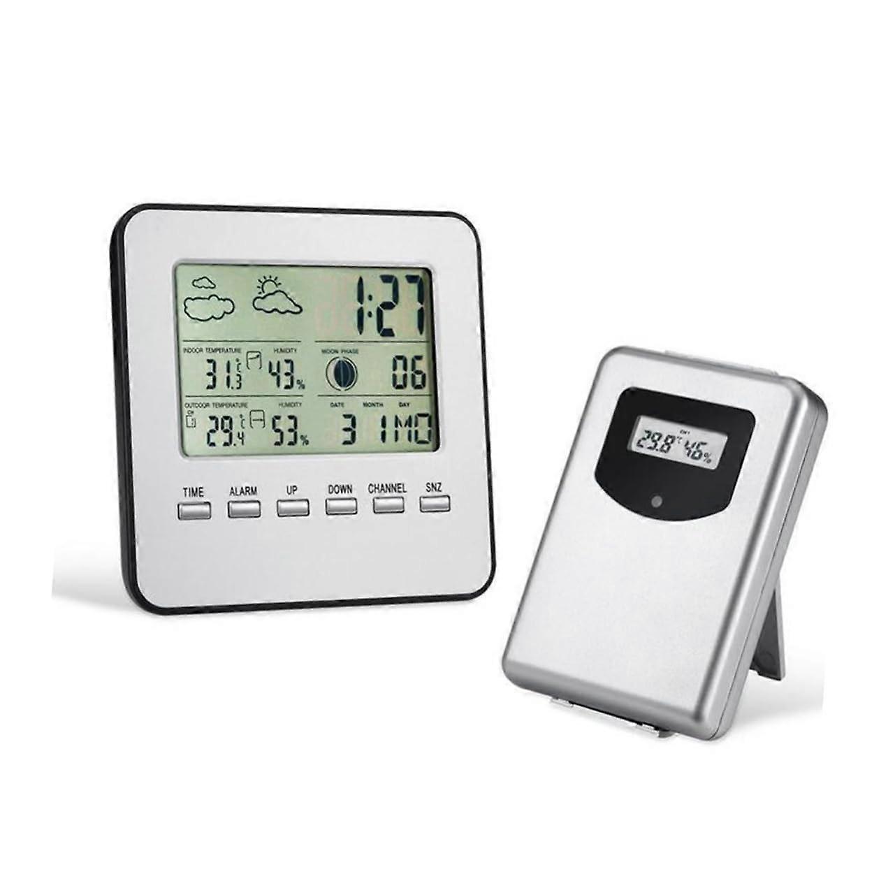 Digital Wireless Weather Clock with Indoor/Outdoor Temp, Humidity, Radio Clock, Alarm, Data Logger