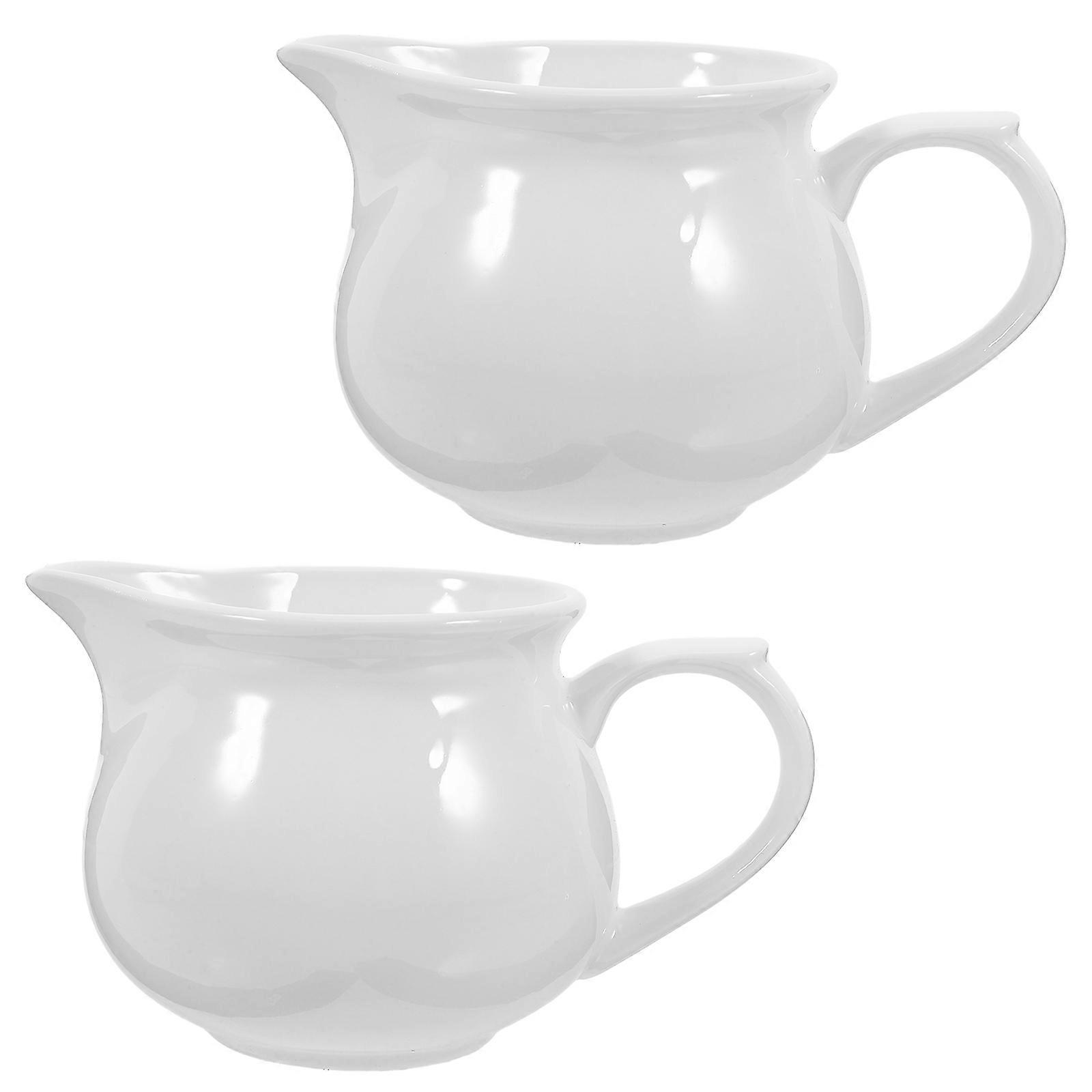 White Ceramic Gravy Boat Sauce Cup for Home Use and Easy to Clean 2 Pieces